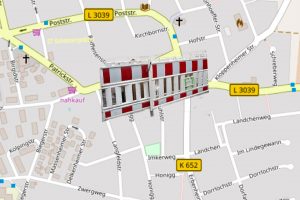 Zwischen Honiggasse und Venatorstraße wird die Schultheißstraße daher voll gesperrt. ©2018 OpenStreet Map