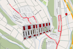 Auringer Kerb, Umleitung des Buslinie 21 ©2018 Openstreetmap