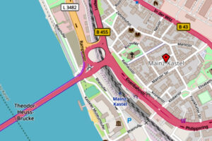 Theodor-Heuss-Brück und Brückenkopf @2019 Openstreetmap