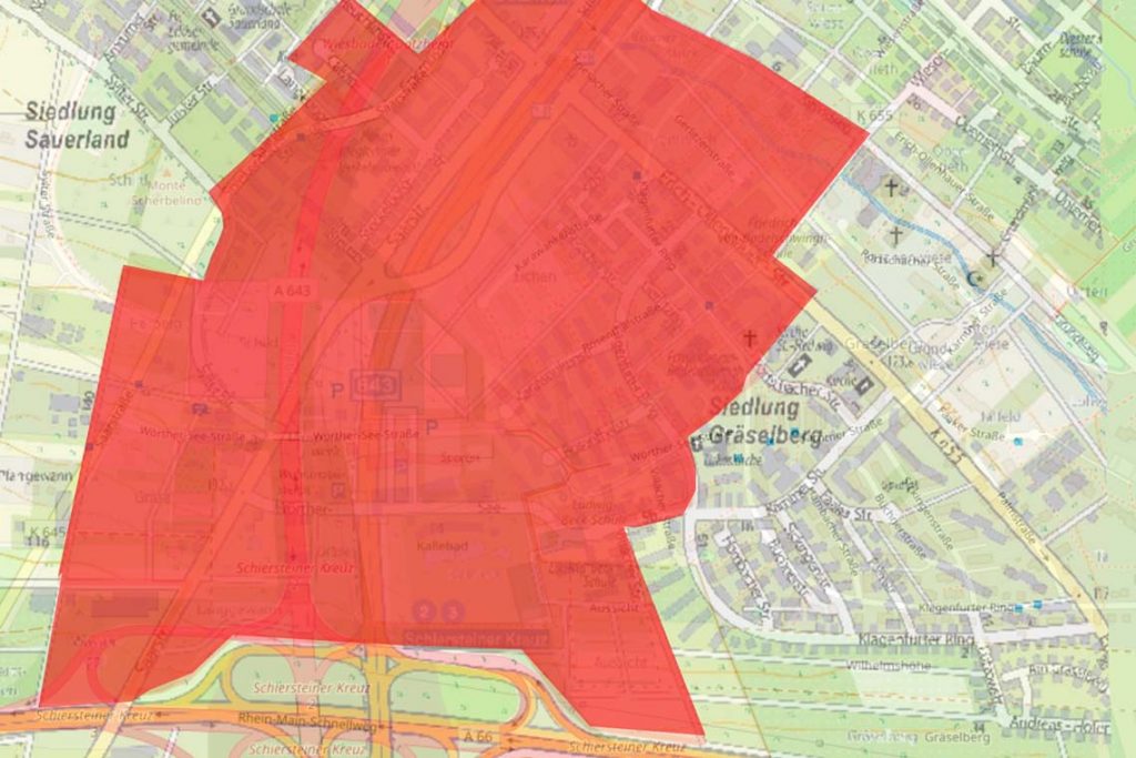 Sperrzone, das Gebiet wird am Sonntag evakuiert.