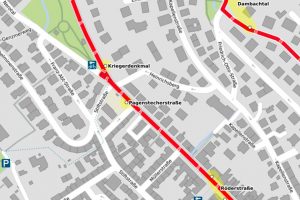 Vollsperrung der Straße Nerotal, Karte Openstreetmap