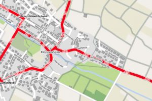 Karte: Vollsperrung der Stiegelstraße in Kloppenheim