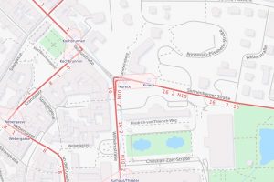 Taunusstrasse, Wilhelmstraße wegen Lauf gesperrt. ©2021 Openstreetmap