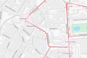 Karte mit Haltestelle Webergasse in Wiesbaden Mitte