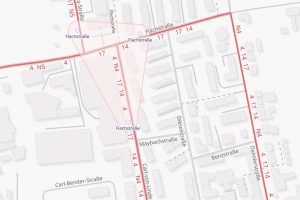 Karte zeigt Flachstraße in Dotzheim