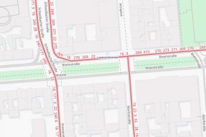 Karte zeigt Moritzstraße/Rheinstraße