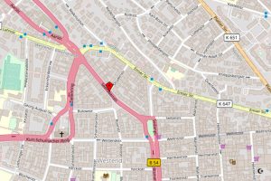 Karte zeigt Drudenstraße im Westend