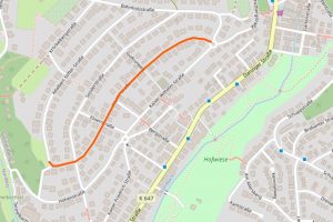 Bild zeigt Kartenausschnitt mit Pfahlerstraße in Wiesbaden Sonnenberg.
