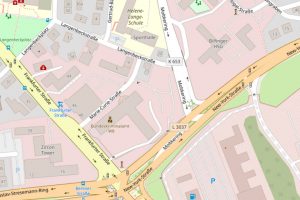Karte zeigt Marie-Curie-Straße in Südost