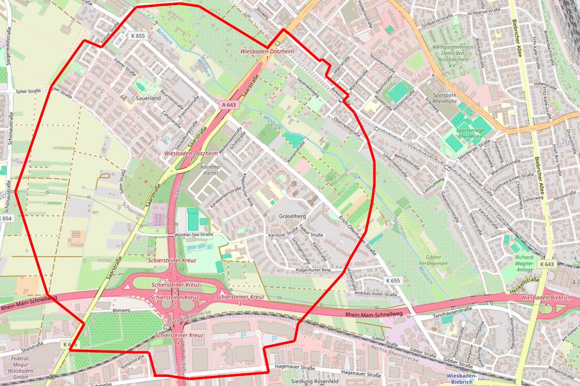 Bombenfund in Wiesbaden Biebrich: Bereich um Kallebad wird evakuiert.