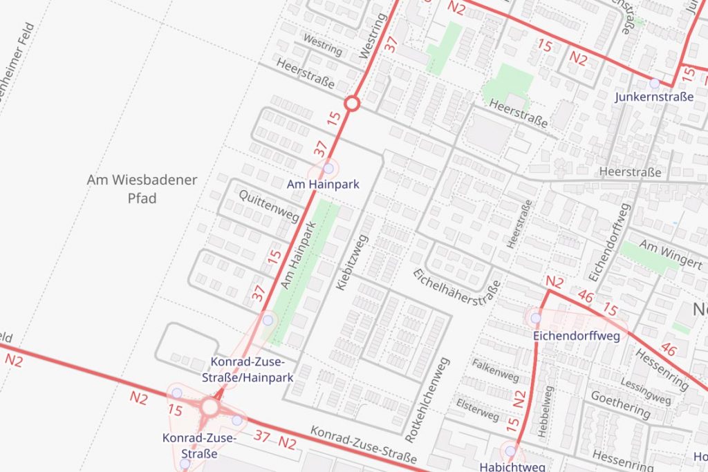 ÖPNV Karte Kibitzweg in Nordenstadt