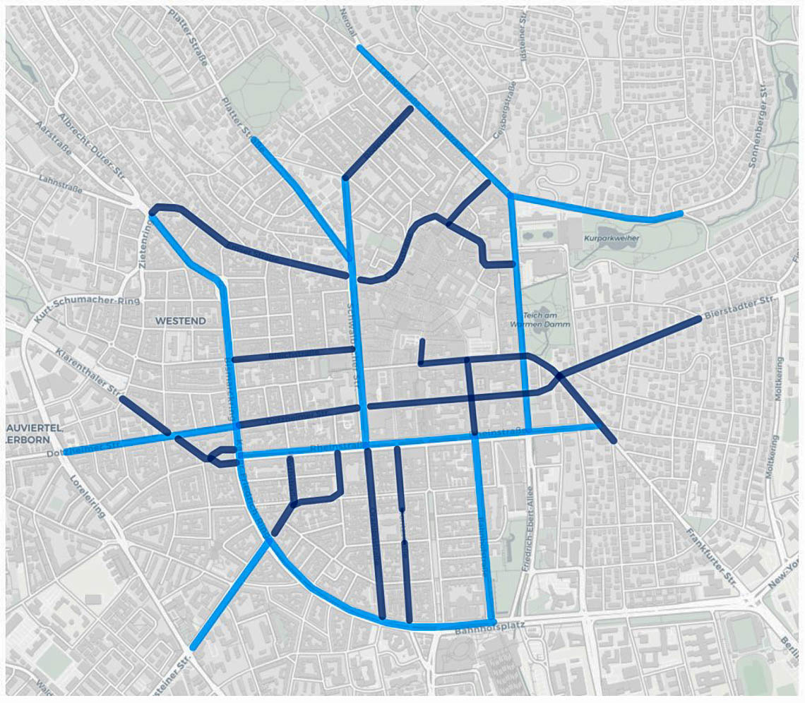 Tempo 30 / Tempo 40 in der Wiesbadener Innenstadt