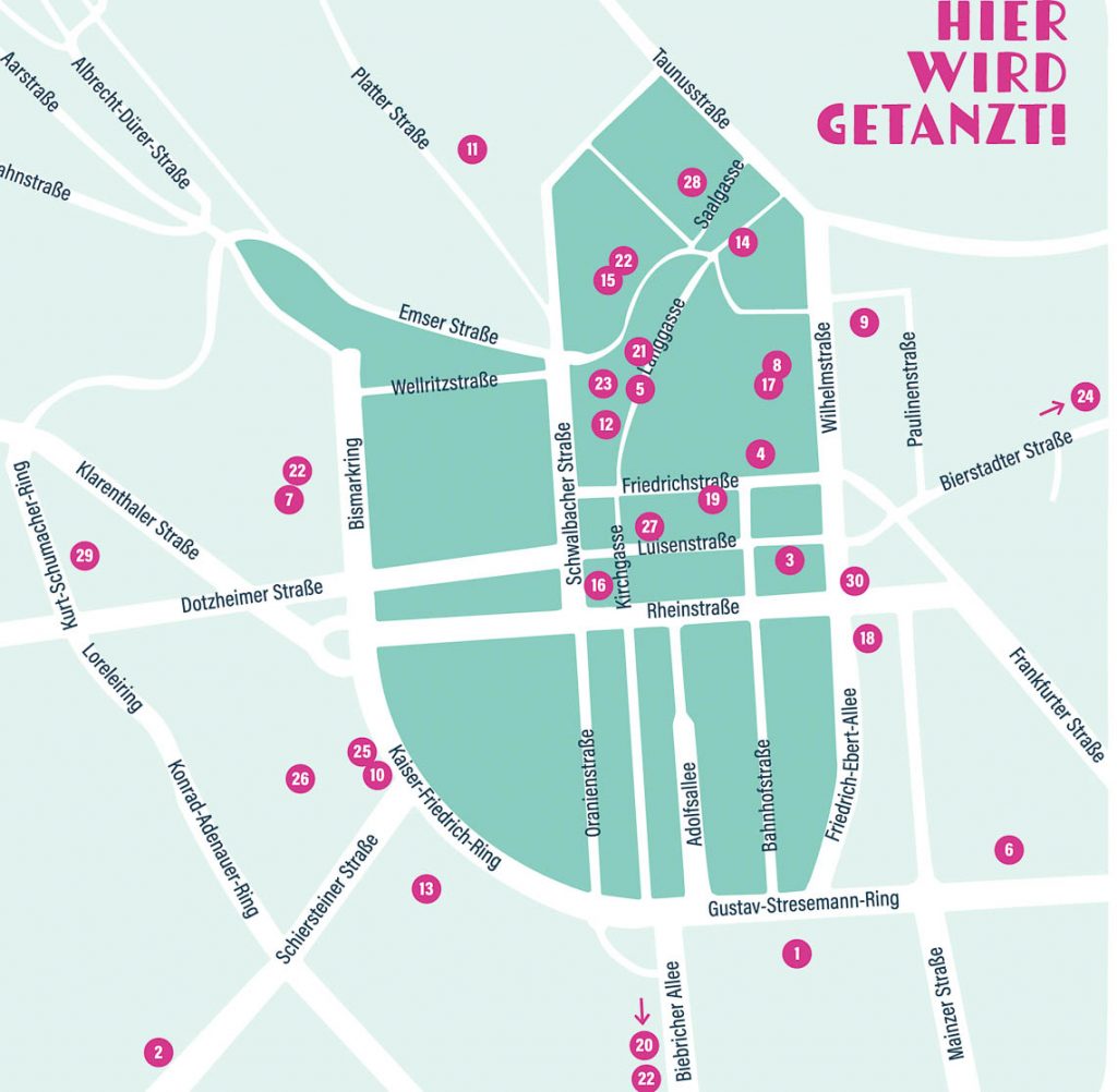Lageplan von Wiesbaden tanzt