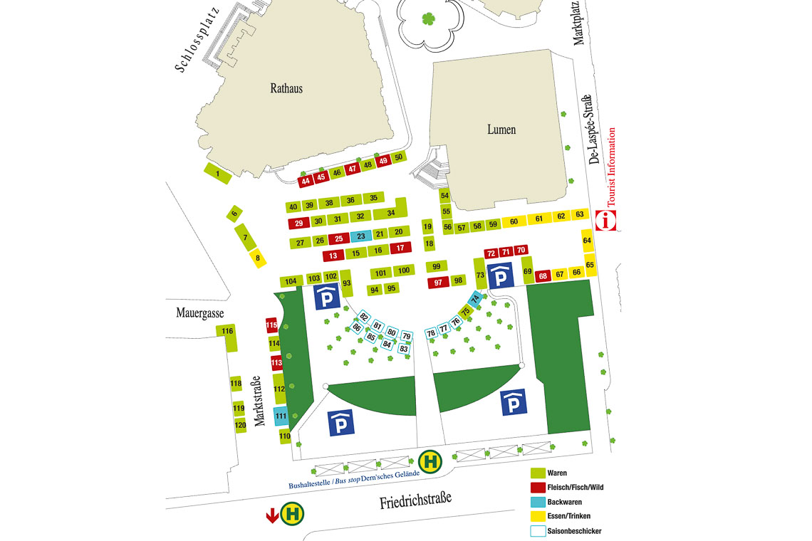 Lageplan zzum Wochenmarkt währedn der Rheingauer Weinwoche.
