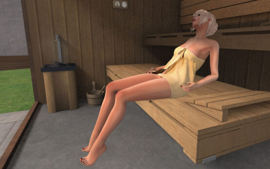 Relaxen in der Sauna am Feiertag.