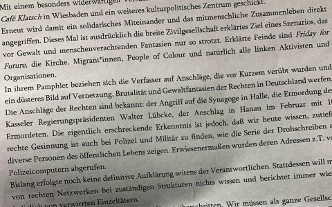 Drohschreiben gegen linke Projekte und Strukturen