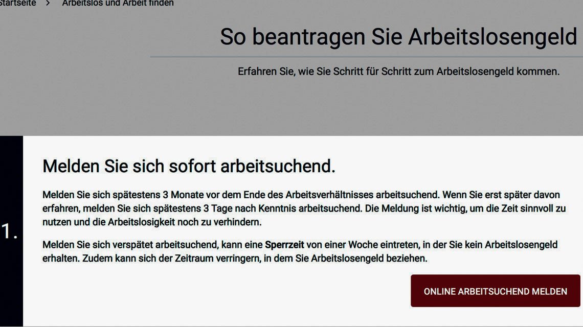 Arbeitslosengeld online beantragen