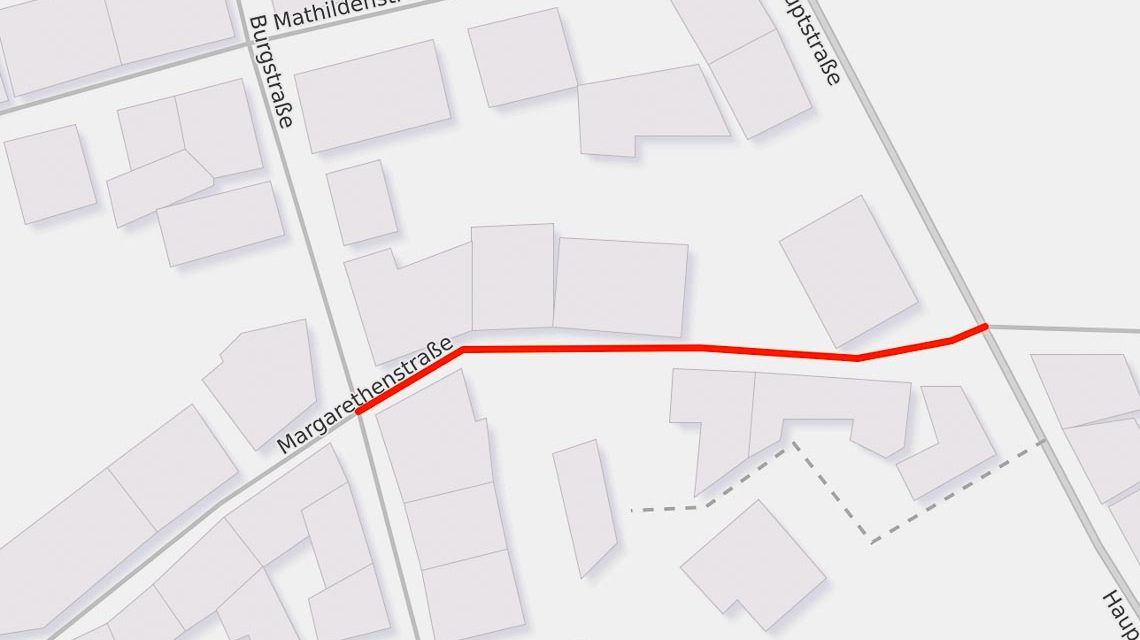 Baustellen: Vollsperrung der Margarethenstraße zwischen Burgstraße und Hauptstraße
