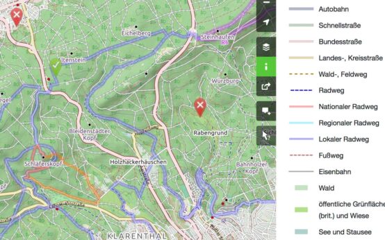 Verkehrsnetz um Wiesbaden. ©2021 Openstreetmap