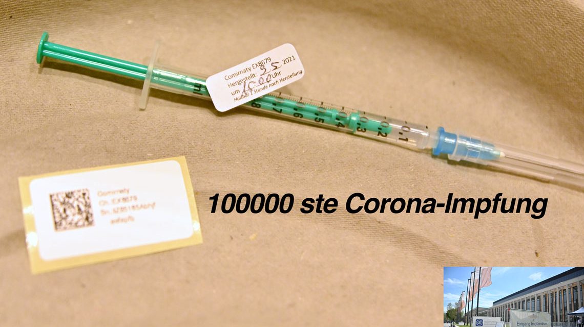 100000 ste Corona-Impfung im Impfzentrum Wiesbaden