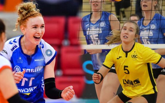 Lena Große Scharmann und Liza Kastrup schlagen für den VCW auf