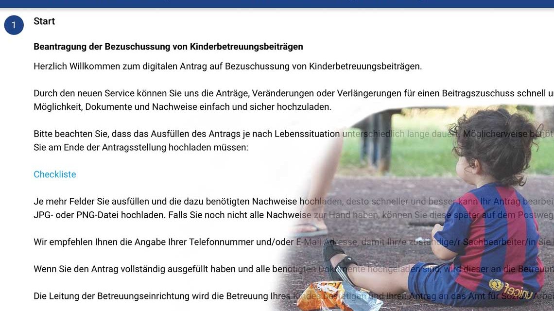 Kinderbetreuung Zuschuss online beantragen