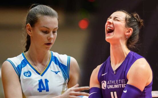 tschechische Nationalspielerin Kveta Grabovska / US-Amerikanerin Erica Handley (li), VC Wiesbaden