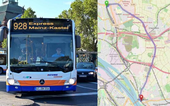 Neue Expressbuslinie 928 ©2021 Openstreetmap / Volker Watschounek