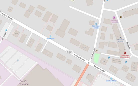 Straßenkarte, Am Hochfeld, Erbenheim