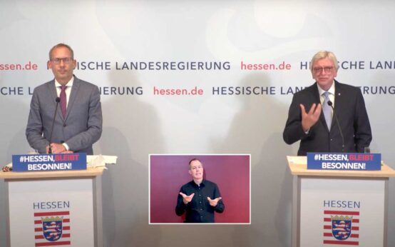 Kai Kklose und Volker Bouffier stellen die neuen Corona.Regeln vor.