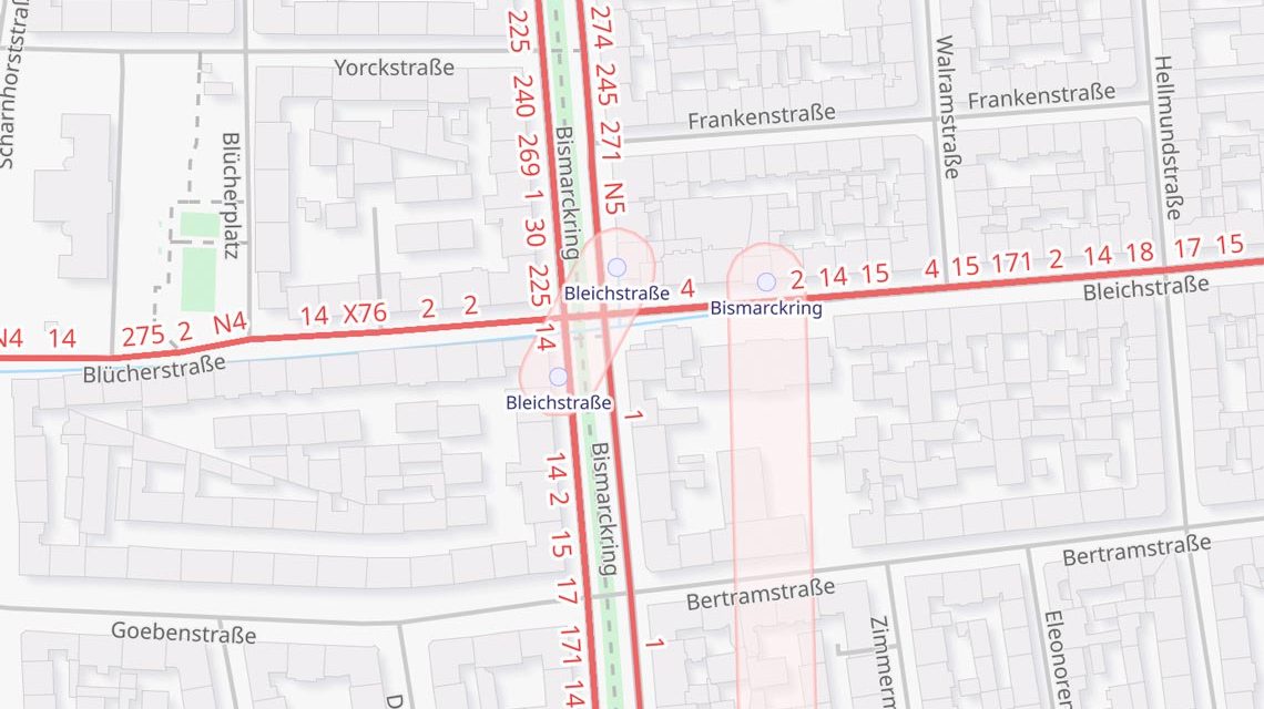 ÖPNV Karte, Bleichstraße