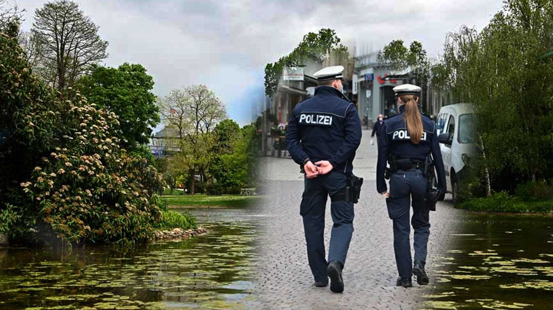 Stadtpolizei patroliert am Warmen Damm