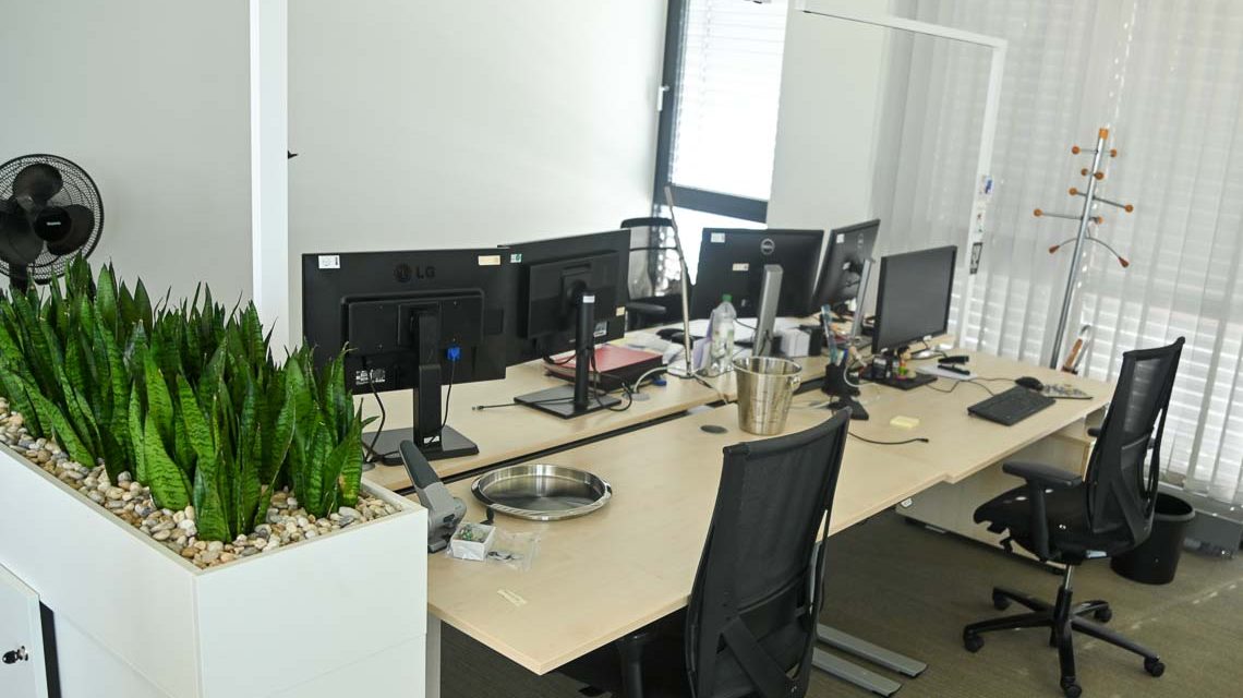 Lärmbelastung vorprogrammiert: Büro mit vier Aerbeitsplätzen