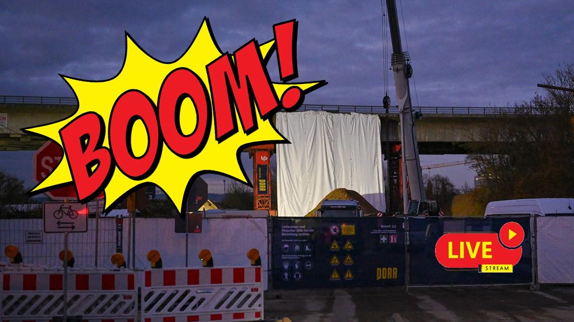 Salzbachtalbrücke am Tag vor der Sprengung