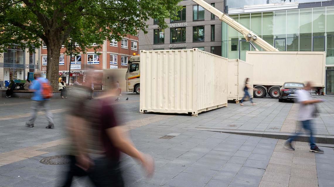 Mauritiusplatz, der Sommermarkt wird aufgebaut