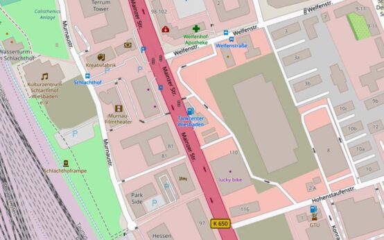 Mainzer Straße open Street Bus-Parkplatz