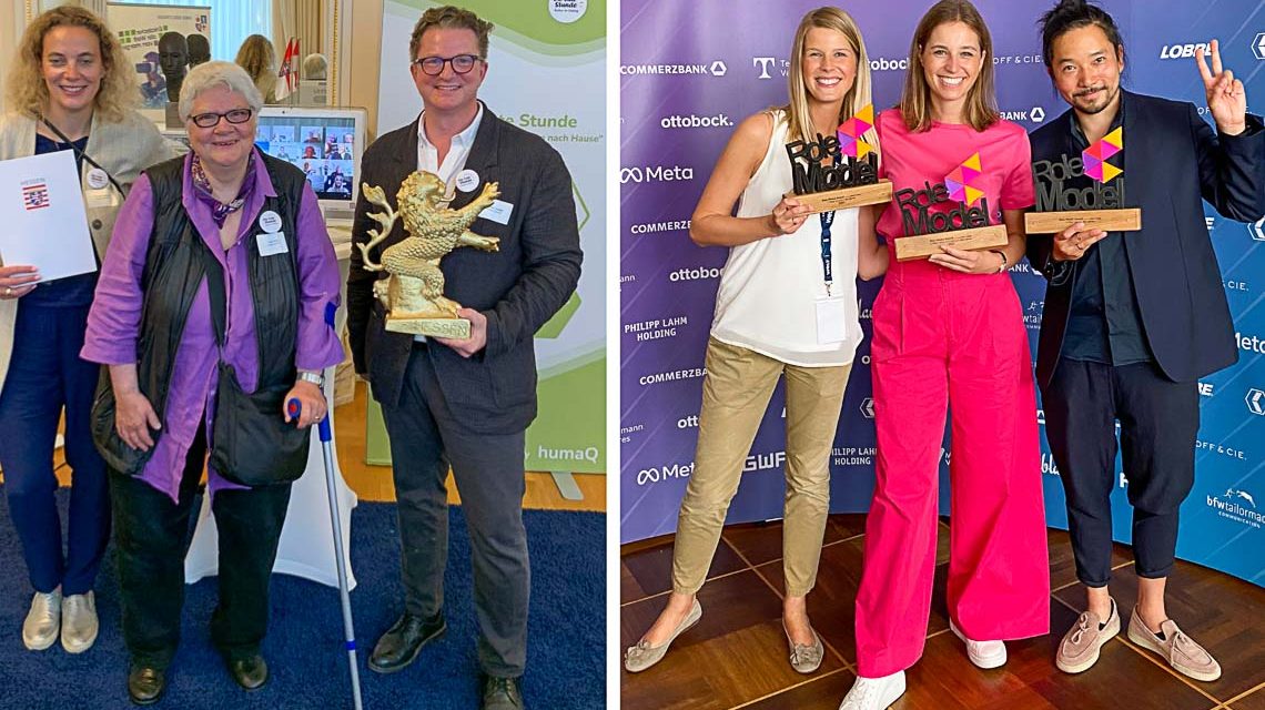 Dina Reit und Torsten Anstädt mit Ohren Teams.