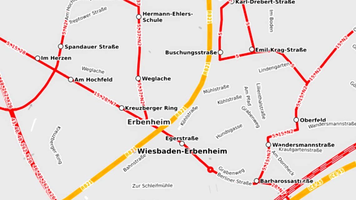 Erbenheim, Umleitung der Buslinien.