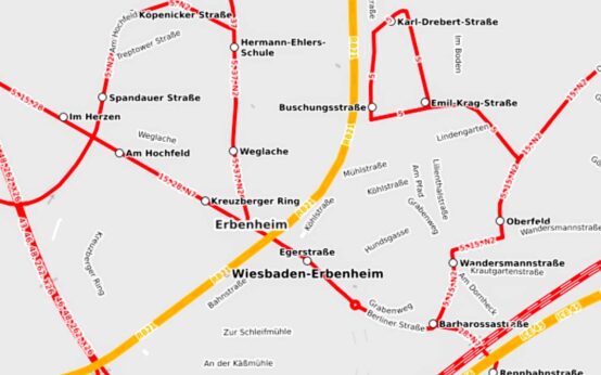 Erbenheim, Umleitung der Buslinien.