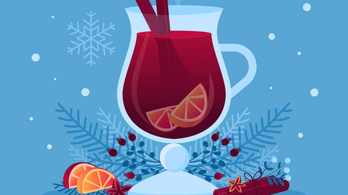 Symbolbild: Vektorgrafik, Glühweintasse mit Zimtstange