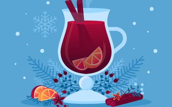 Symbolbild: Vektorgrafik, Glühweintasse mit Zimtstange