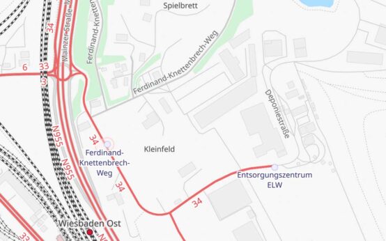 Verkehrskarte auf Openstreetmap, Linie 34