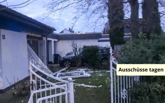 Verwüsteter Garten nach Gasexplosion.