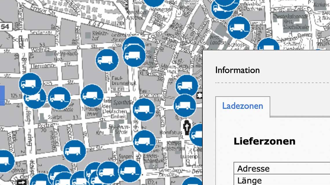 Blick aufs Lieferzonen-Kataster der Stadt: So sieht es aus.