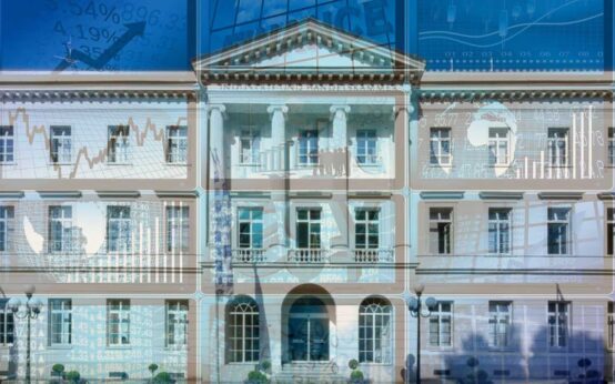 Konjunkturbericht der IHK Wiesbaden, Stadtpalais mit finanztypischen Grafiken