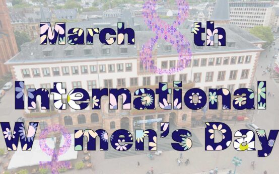 Weltfrauentag in Wiesbaden, Rathaus und den passenden Schriftzug