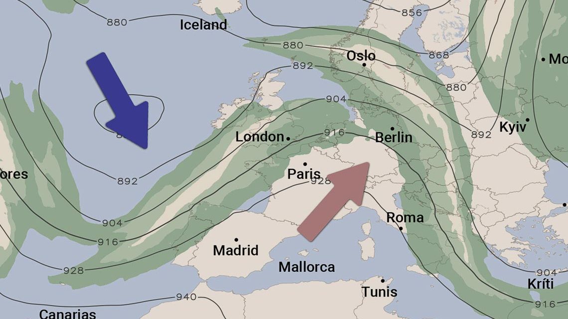Wetter-Wende: Wellenartiger Verlauf des Jetstreams Ende der Woche.