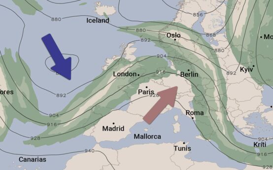 Wetter-Wende: Wellenartiger Verlauf des Jetstreams Ende der Woche.