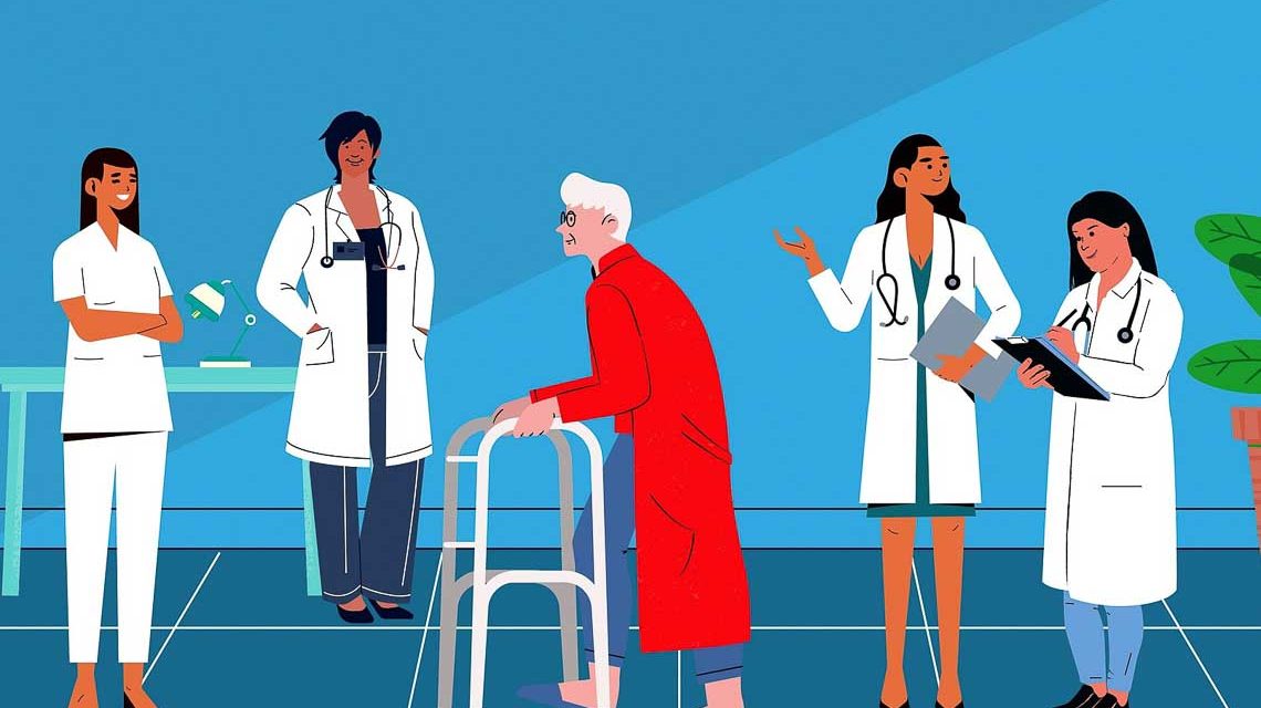 Senior in unter Aufsicht von Ärzten