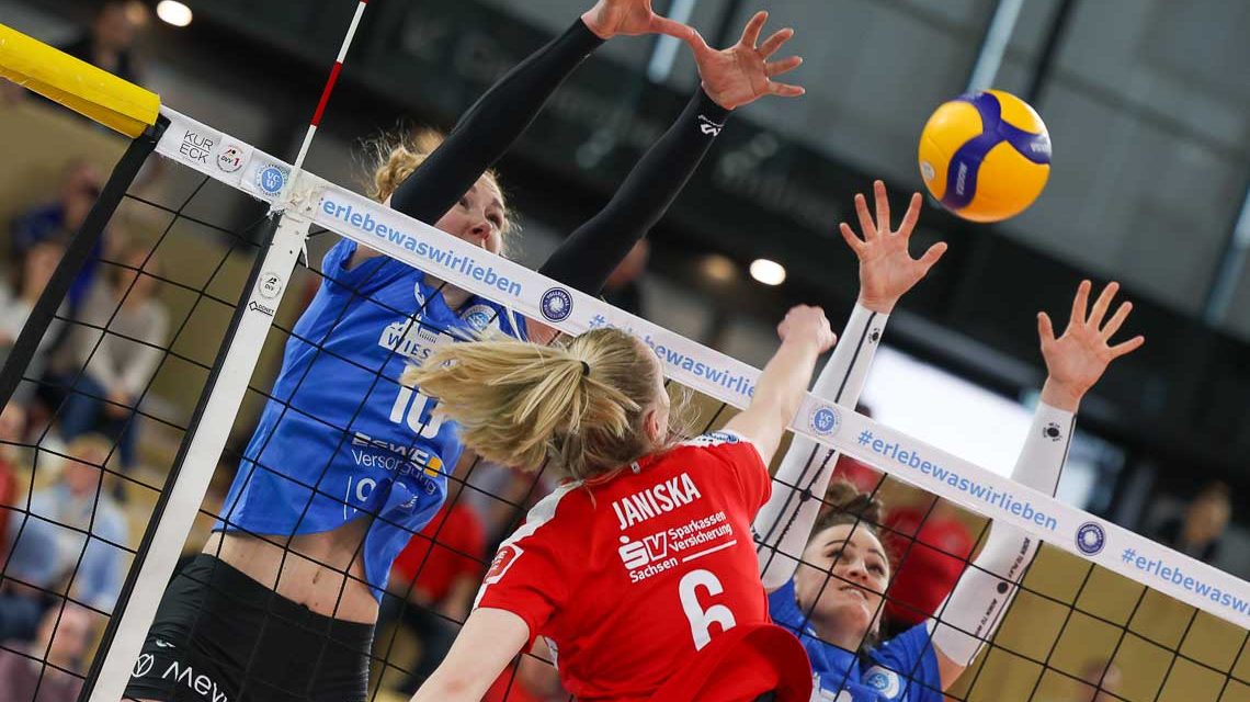 VC Wiesbaden - Dresdner SC | 1. Volleyball-Bundesliga | Playoff-Viertelfinale Hinspiel | 08.04.2023 |